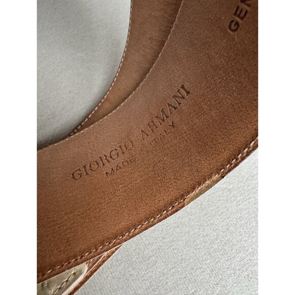 Giorgio Armani leather belt croc embossed Neutral Beige Vintage 93cm 36.5 In
